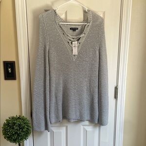 American Eagle Outfitters Light Gray V-Neck Sweater